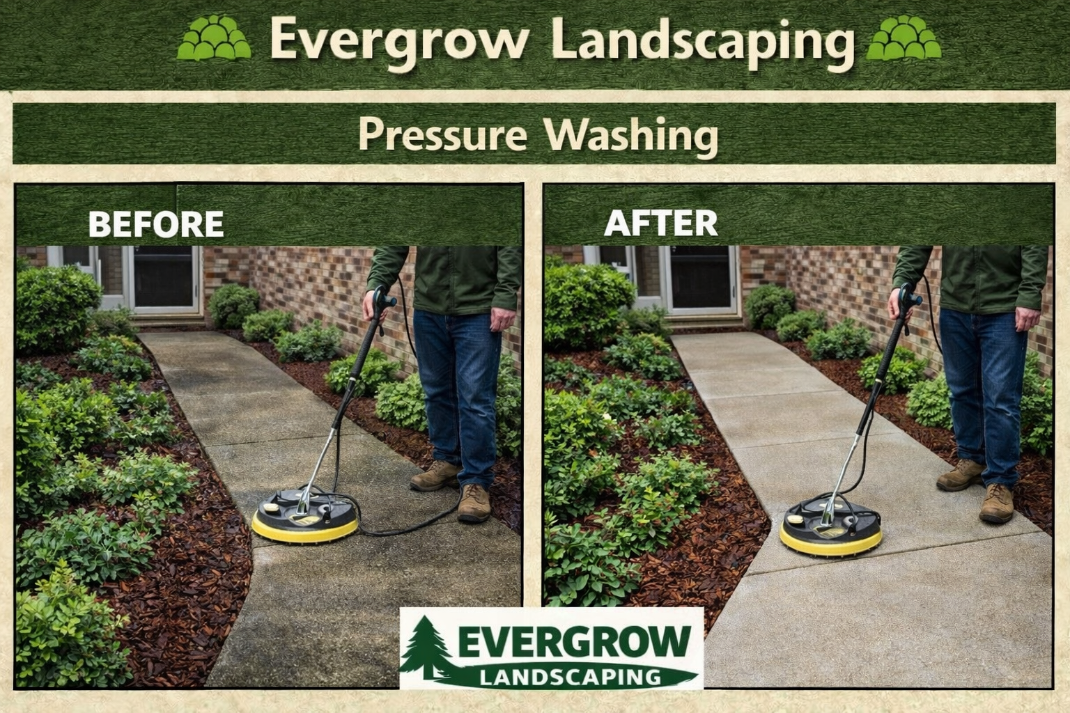 Before and after pressure washing in Oklahoma City